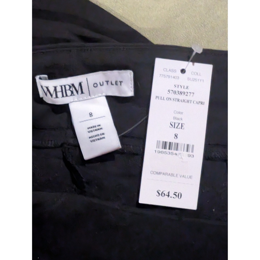 White House Black Market Black Pull On Straight Capri Pants Size 8 Office Preppy - Picture 4 of 8